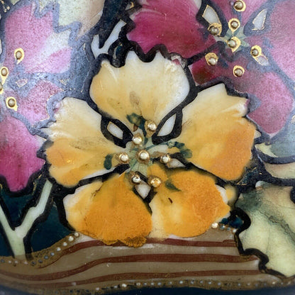 Antique Early Nippon Hand-Painted  Vase , floral , 9.5" tall