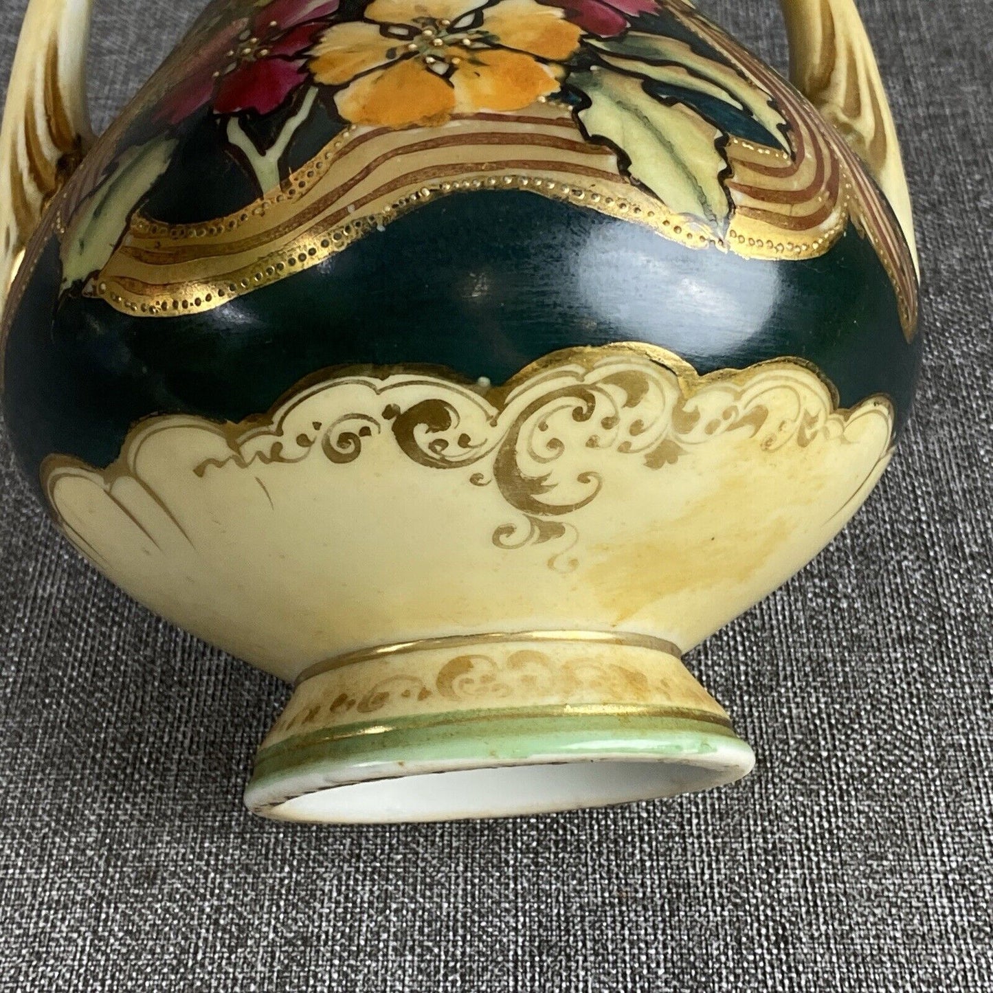 Antique Early Nippon Hand-Painted  Vase , floral , 9.5" tall