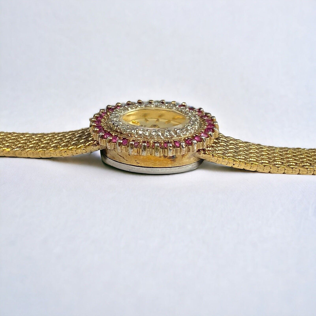 Vintage Rare DEAUVILLE Ladies Watch, 20 Diamond 30 Rubies Dress ITALY Working