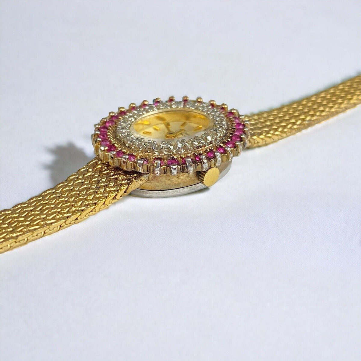 Vintage Rare DEAUVILLE Ladies Watch, 20 Diamond 30 Rubies Dress ITALY Working