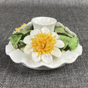 Radnor Staffordshire England Candleholder Yellow and White Flowers