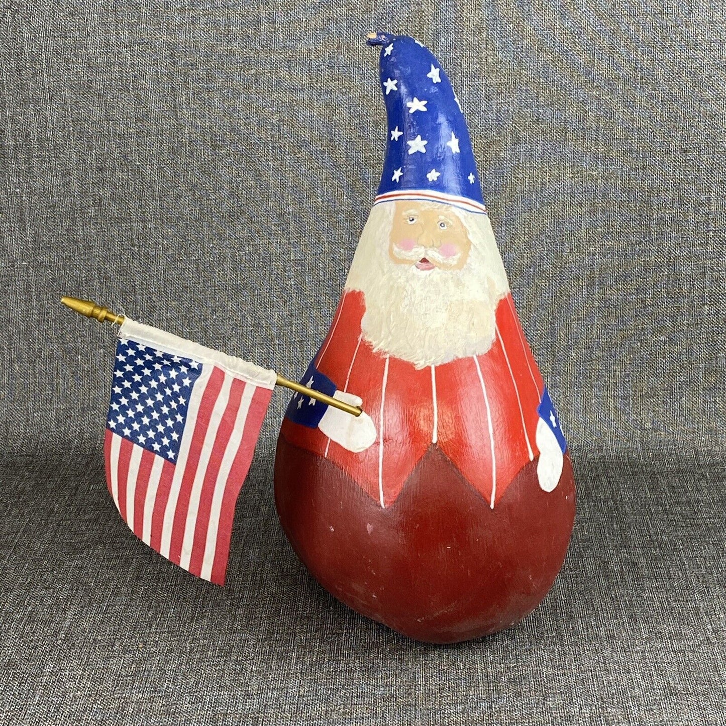 Gourd Art Hand Painted Santa Claus Christmas Decor Squash Folk Art