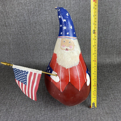 Gourd Art Hand Painted Santa Claus Christmas Decor Squash Folk Art