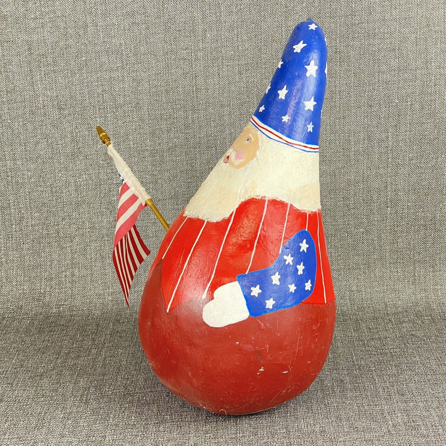 Gourd Art Hand Painted Santa Claus Christmas Decor Squash Folk Art