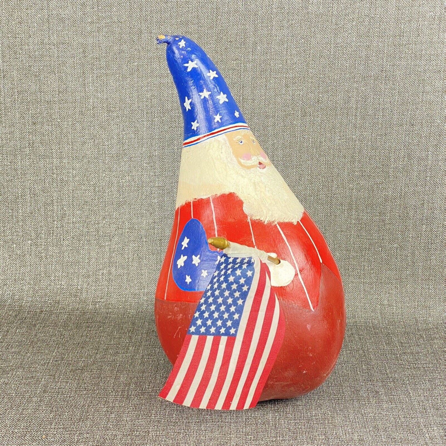 Gourd Art Hand Painted Santa Claus Christmas Decor Squash Folk Art