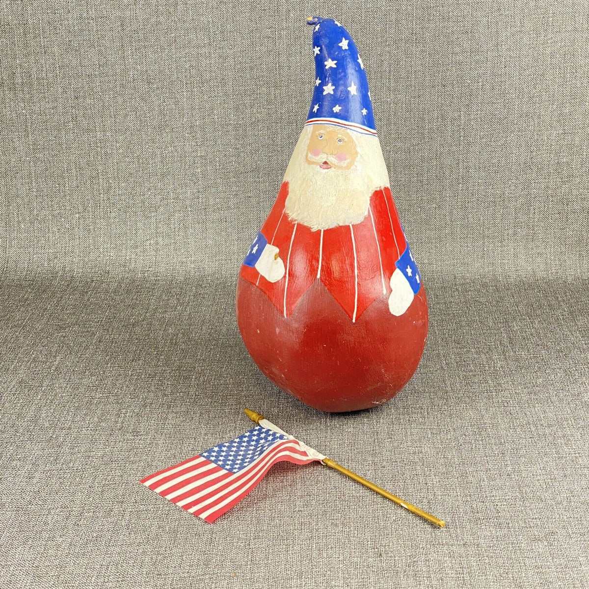 Gourd Art Hand Painted Santa Claus Christmas Decor Squash Folk Art