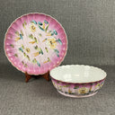 Vintage Bowl 9.5" and Platter 11.5" HandPainted Lilly Pad Planter (Unique)