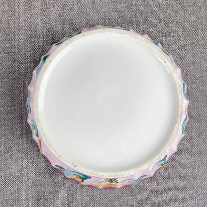 Vintage Bowl 9.5" and Platter 11.5" HandPainted Lilly Pad Planter (Unique)