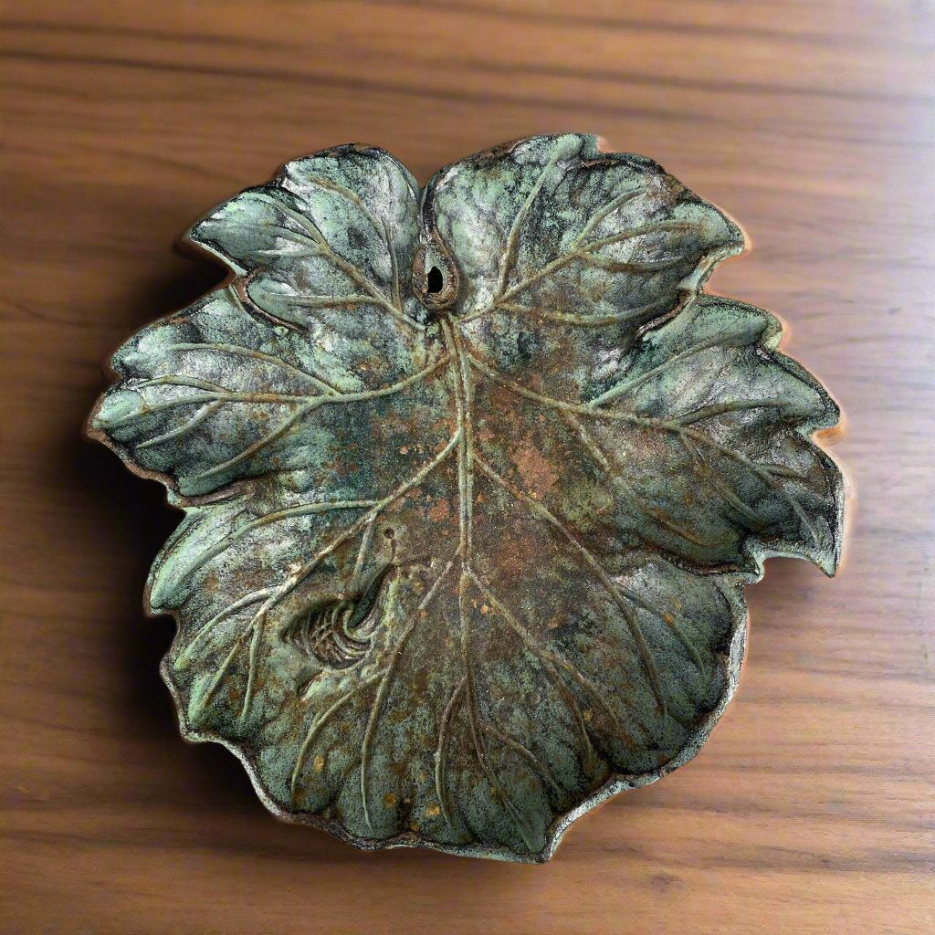 Vintage Metal Leaf with Snail Trinket Dish Toyo Japan