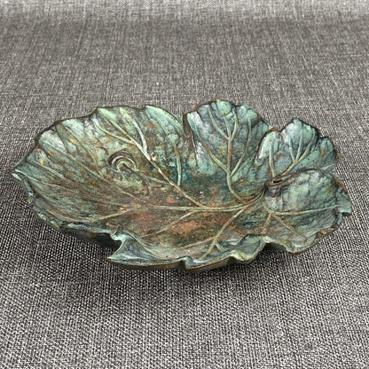 Vintage Metal Leaf with Snail Trinket Dish Toyo Japan