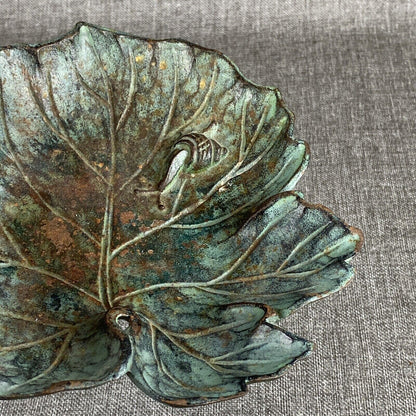 Vintage Metal Leaf with Snail Trinket Dish Toyo Japan