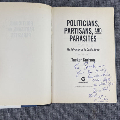 Tucker Carlson Politicians Partisans 1st Printing SIGNED/Letter Colin Fox