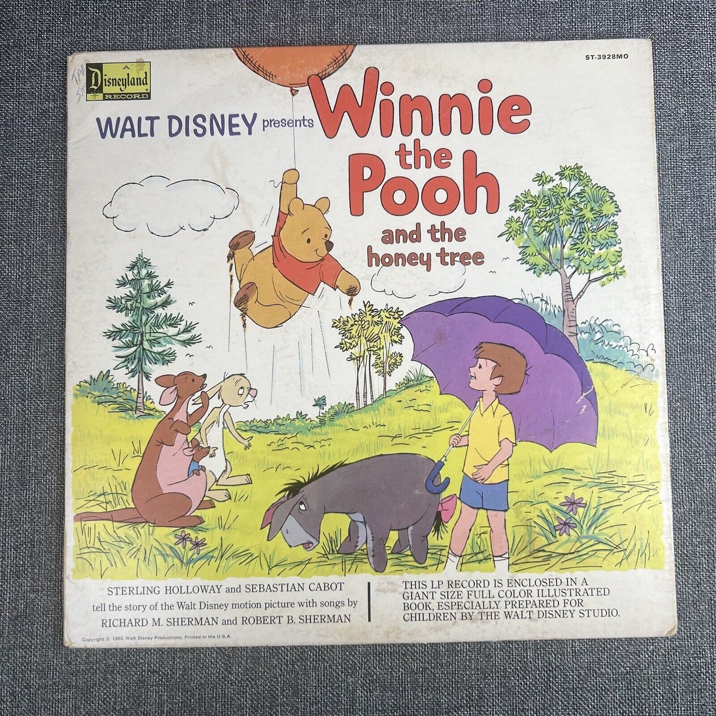 Original Walt Disney Winnie the Pooh & the Honey Tree 1965 Book LP ST-3928MO USA