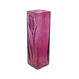 Vintage Pilgrim Cranberry Glass Vase Tulip Flower Design 6.5"x 2"