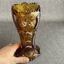 Vintage Pair of L.E. Smith Amber Ohio Star Vases 9" tall