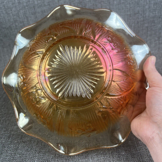 Vintage Carnival Glass Iridescent Bowl 9.5"