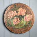 Antique c1910 Flemish Art Wood Burning Plaque 15" Diameter