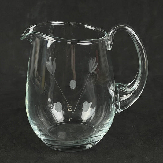 Vintage Small Glass Pitcher with etched details