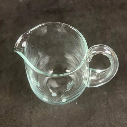 Vintage Small Glass Pitcher with etched details