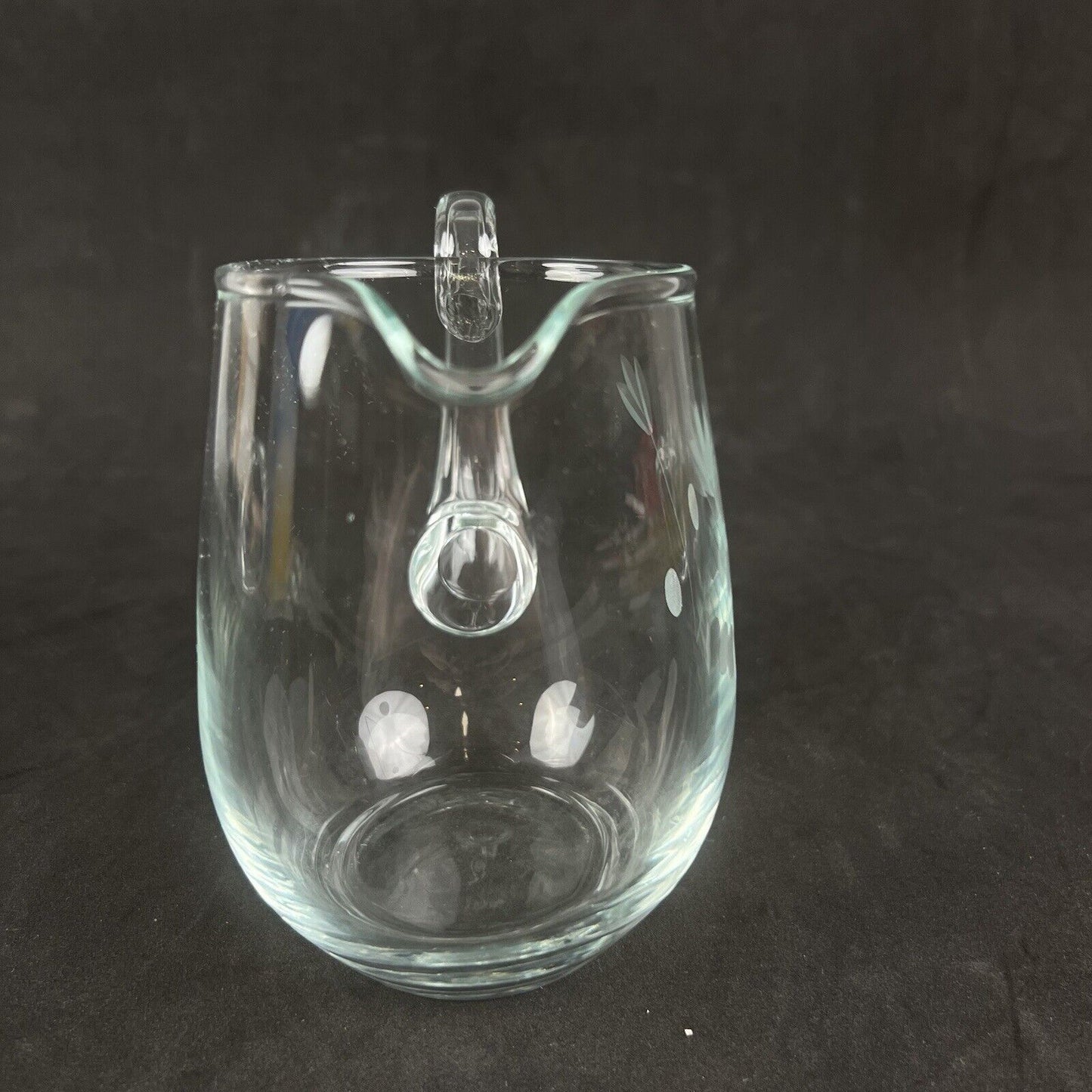 Vintage Small Glass Pitcher with etched details