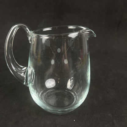 Vintage Small Glass Pitcher with etched details