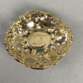 Vintage Brooch 2" Metal with Enamel Flower design
