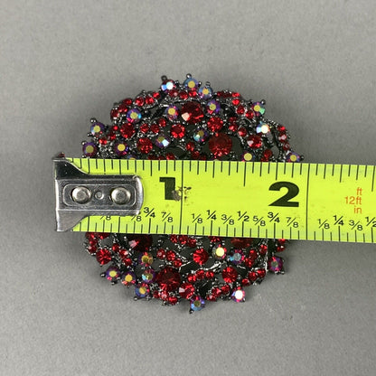 Vintage Costume Jewelry Brooch 2" Ruby Red