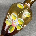 Bohemian Czech Amber Glass Bud Vase - Hand made and Painted 8" Vtg