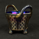 Northwood Carnival Glass Blue Bushel Basket, GREAT COLOR