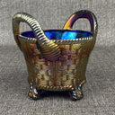 Northwood Carnival Glass Blue Bushel Basket, GREAT COLOR