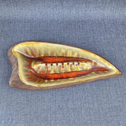 UNIQUE California Orig Pottery Ceramic Vintage Ashtray 16" , glazed inside