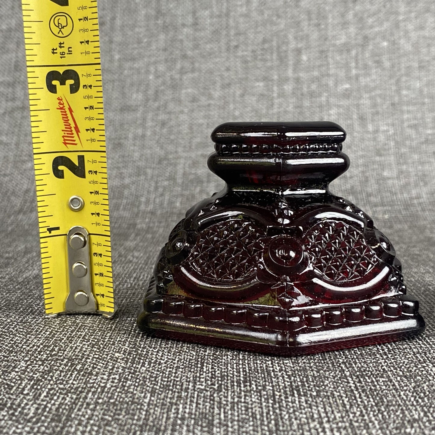 Pair of Avon CAPE COD Ruby Red Short footed Candlesticks Candle Holders