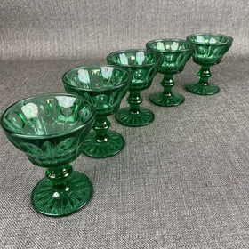 Vintage Imperial Glass Emerald Green Dessert Glass Set of 5
