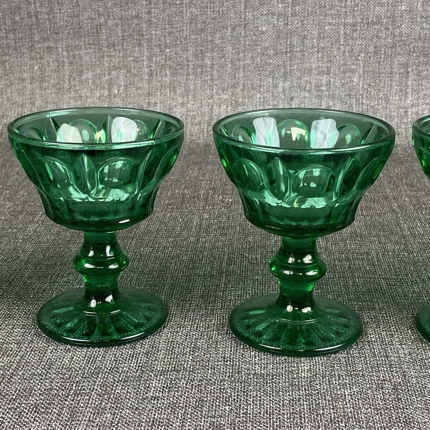 Vintage Imperial Glass Emerald Green Dessert Glass Set of 5