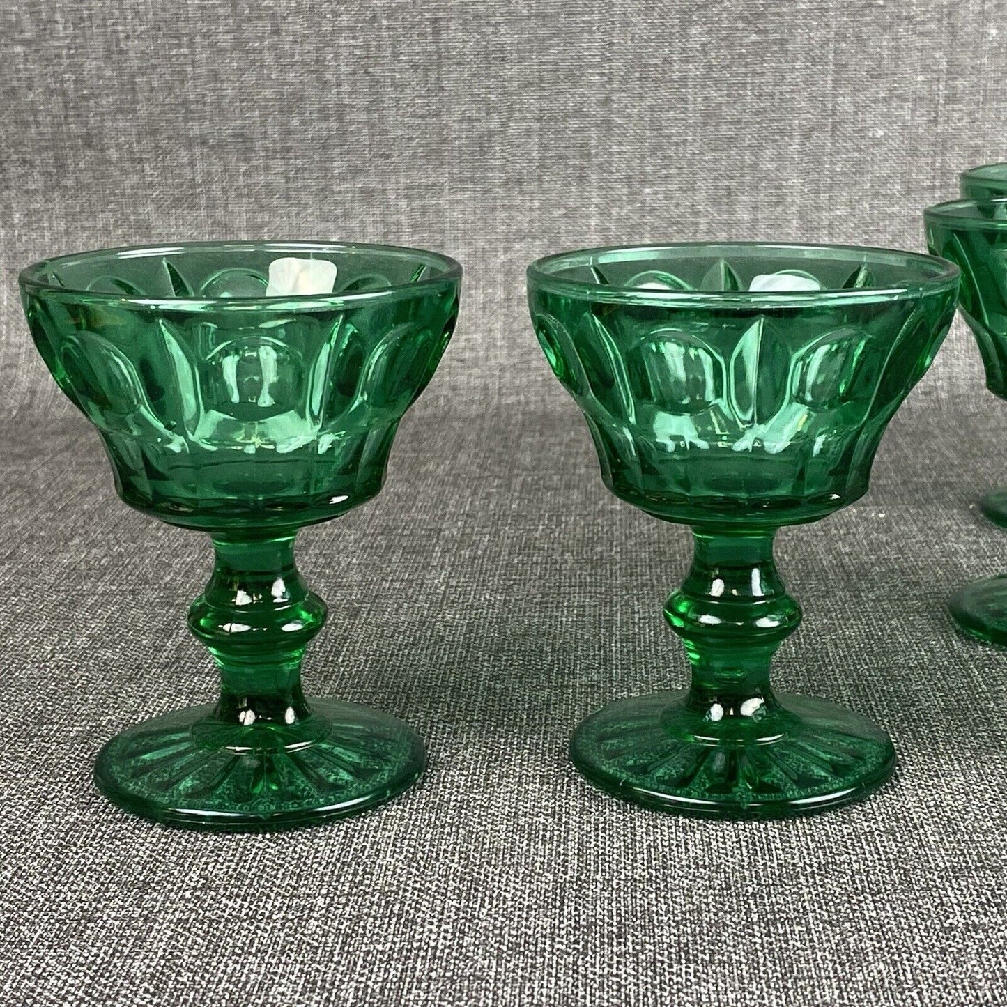 Vintage Imperial Glass Emerald Green Dessert Glass Set of 5