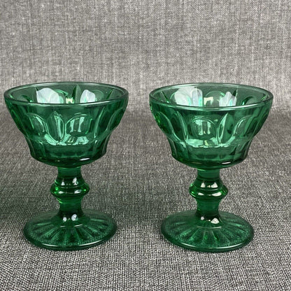 Vintage Imperial Glass Emerald Green Dessert Glass Set of 5