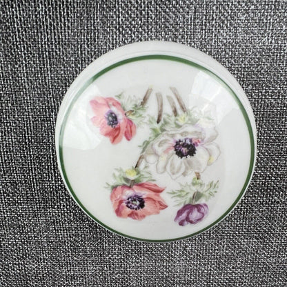 Limoges Trinket Box Hand Painted Flower Design,  3"  France