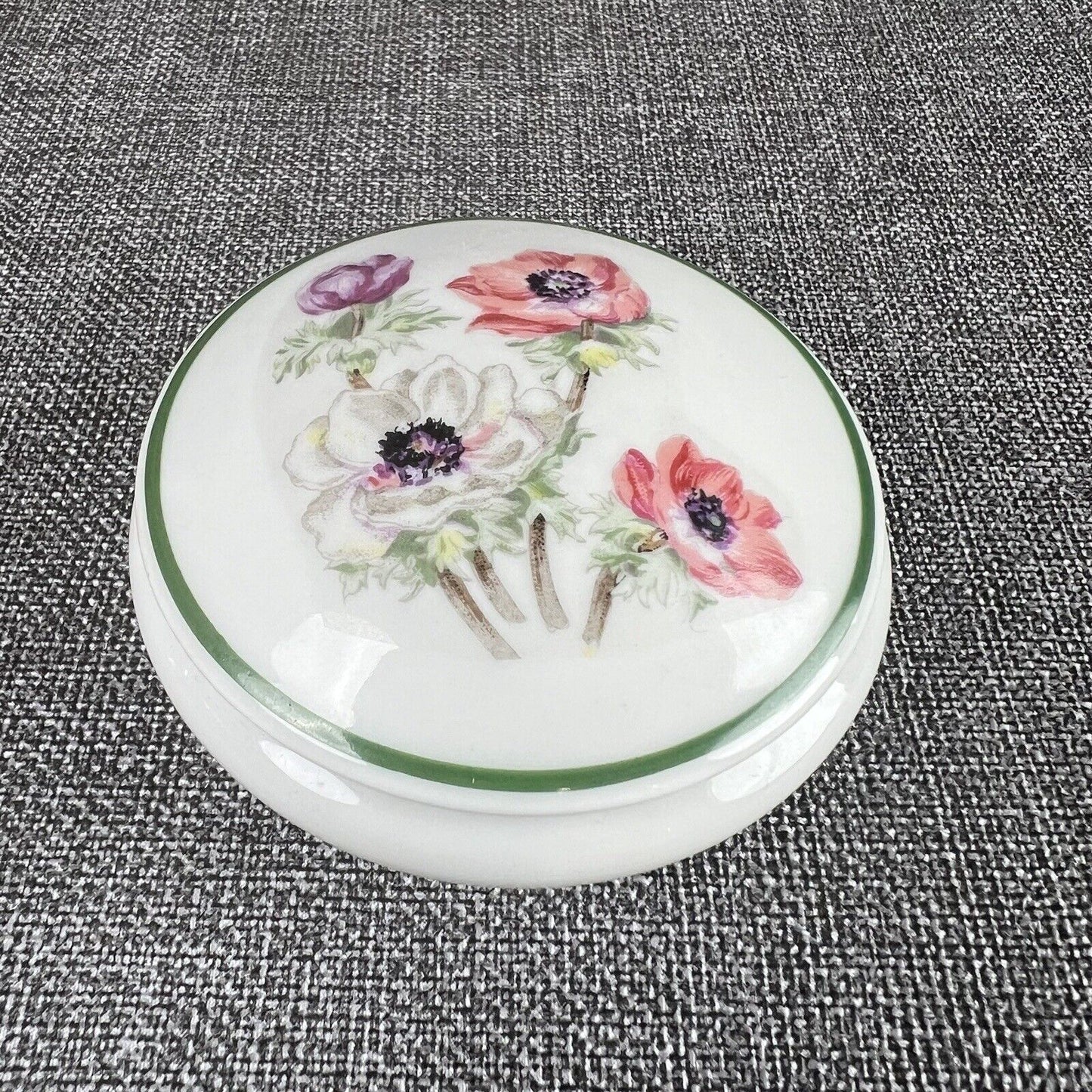 Limoges Trinket Box Hand Painted Flower Design,  3"  France