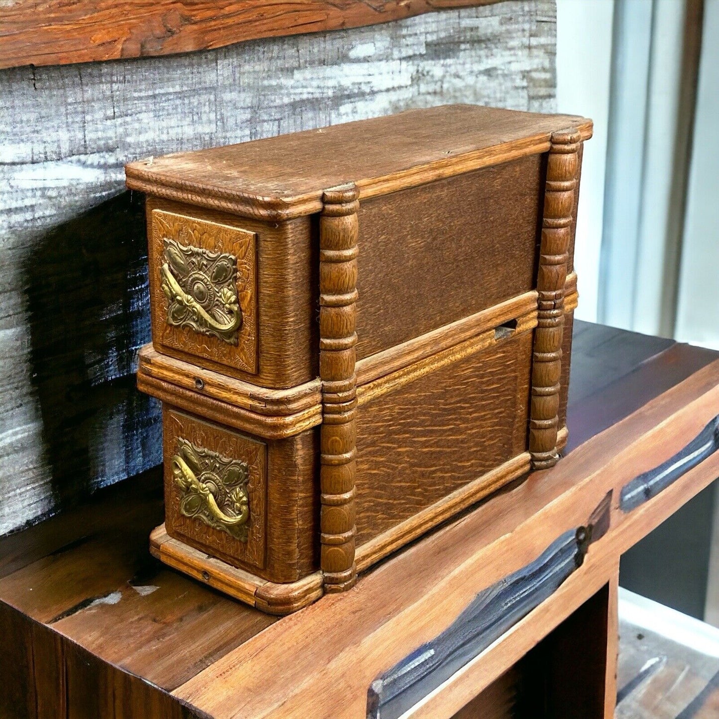 ANTIQUE Oak Small Drawer Boxes