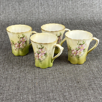 Antique Hand Painted Nippon Chocolate Set 4 Matching Cups