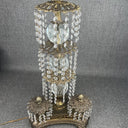 Antique HOLLYWOOD REGENCY CRYSTAL CHANDELIER TABLE LAMP Made In Italy