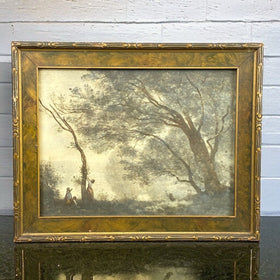 Antique Jean Baptiste Camille Corot Paysage Framed Print 15"x12"