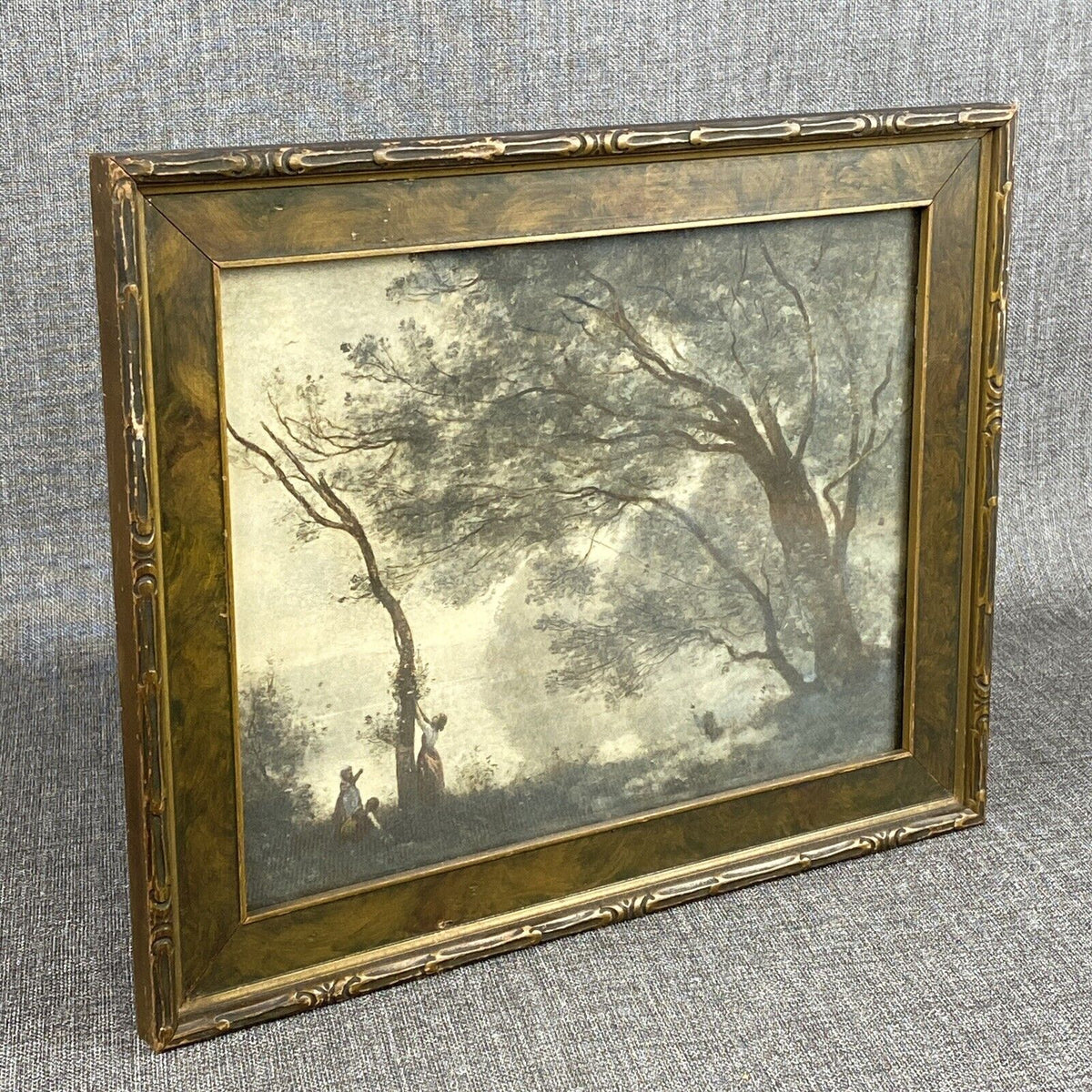 Antique Jean Baptiste Camille Corot Paysage Framed Print 15"x12"