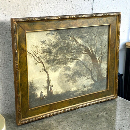 Antique Jean Baptiste Camille Corot Paysage Framed Print 15"x12"