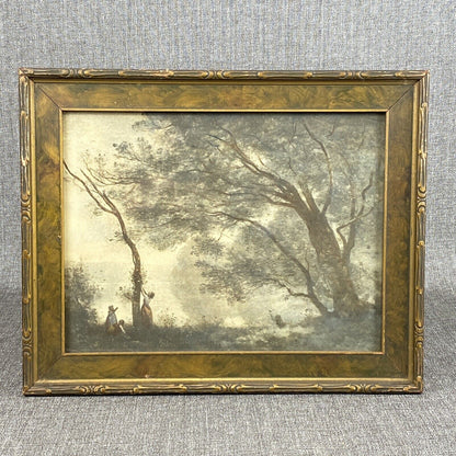 Antique Jean Baptiste Camille Corot Paysage Framed Print 15"x12"