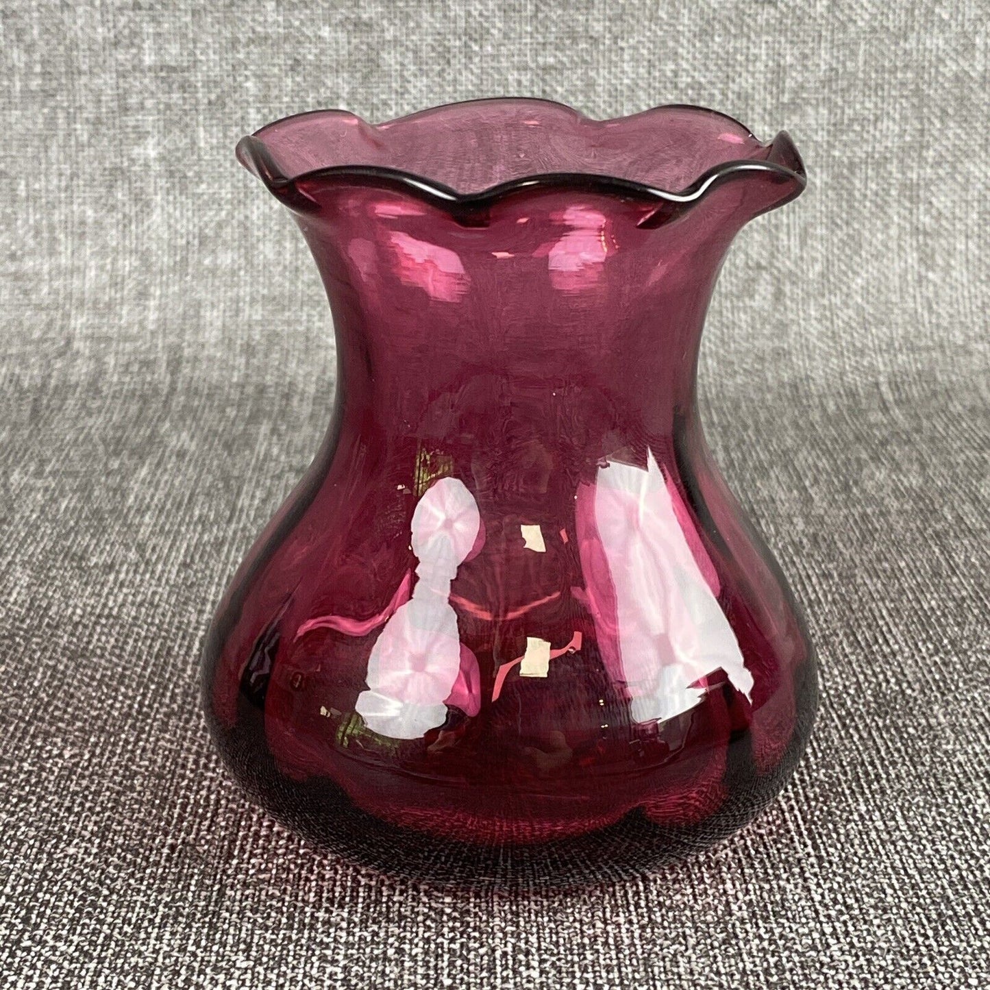 Vintage Pilgrim Cranberry Glass Vases Handmade in USA Lot of 2