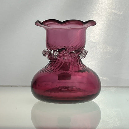 Vintage Pilgrim Cranberry Glass Vases Handmade in USA Lot of 2