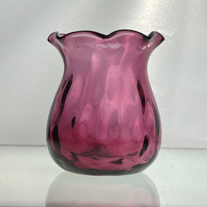 Vintage Pilgrim Cranberry Glass Vases Handmade in USA