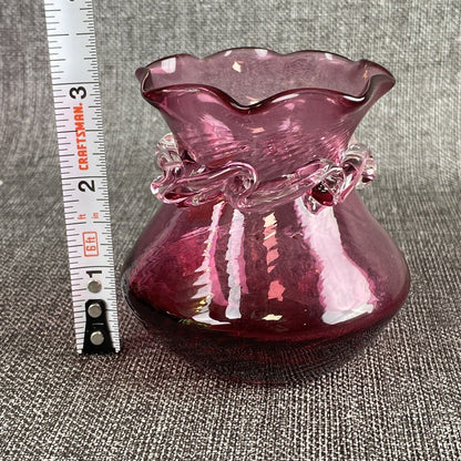 Vintage Pilgrim Cranberry Glass Vases Handmade in USA