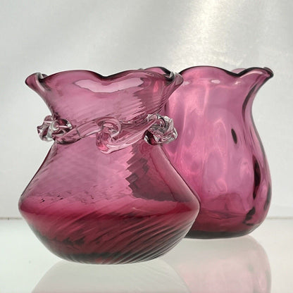 Vintage Pilgrim Cranberry Glass Vases Handmade in USA